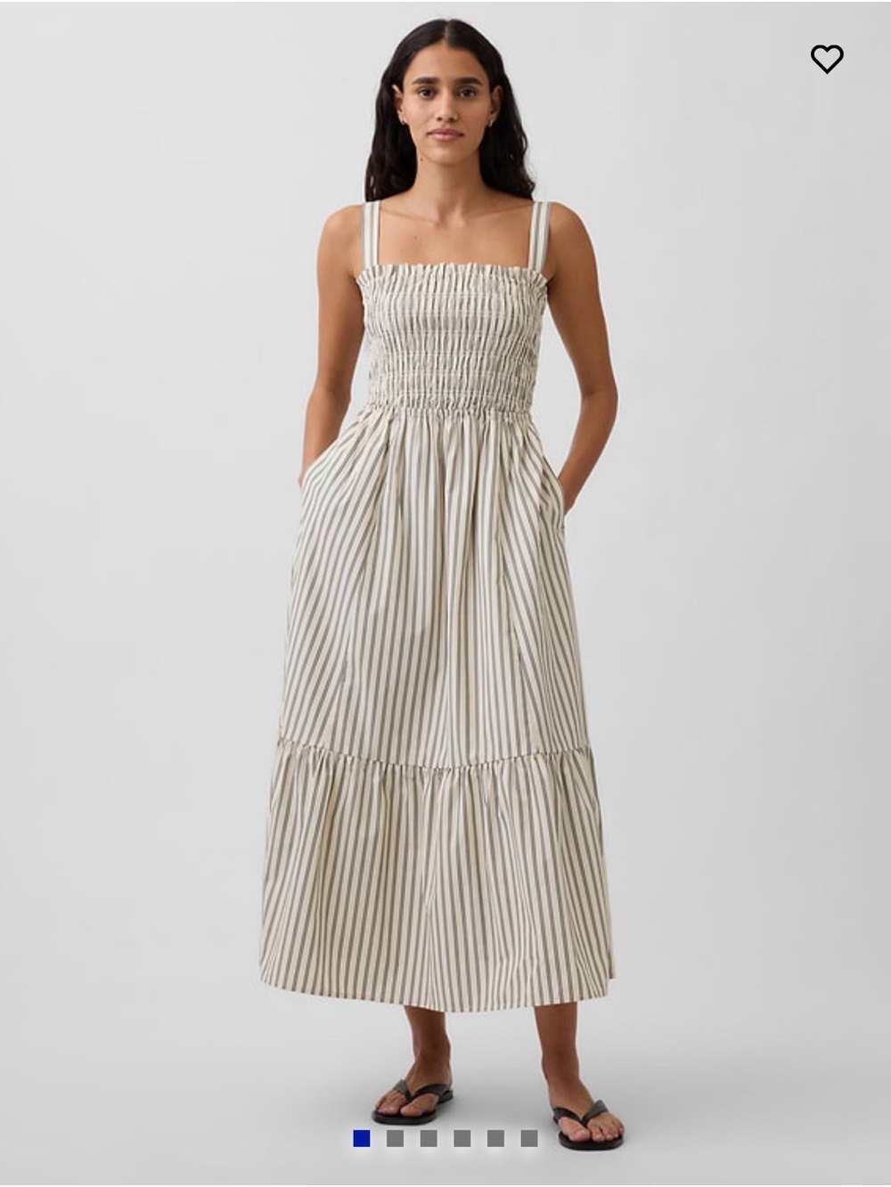 Gap Poplin Smocked Bodice Maxi Dress
